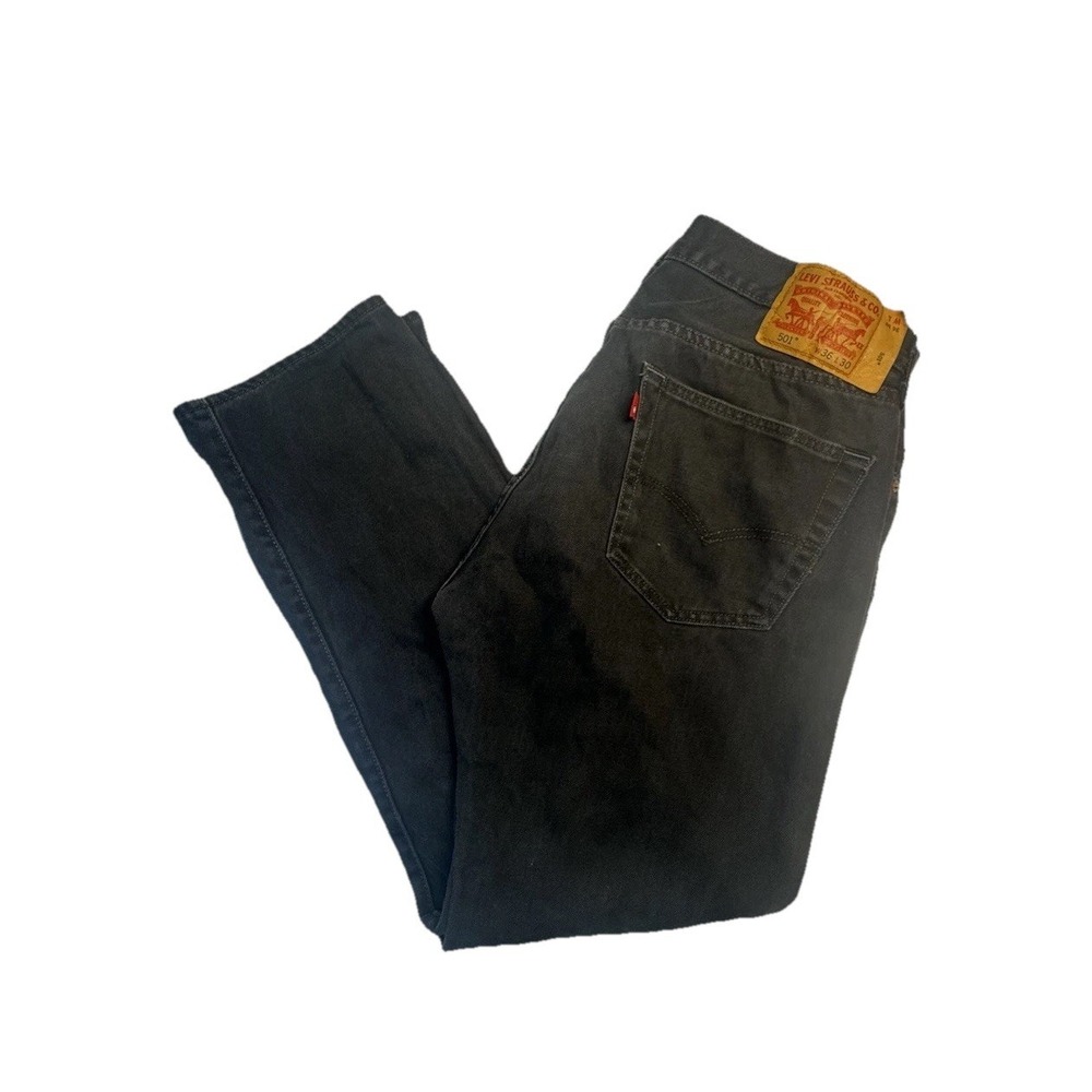 Levis 501 Jeans Mens Size 36x30 Denim Black Straight Leg Button Fly Blank Tab